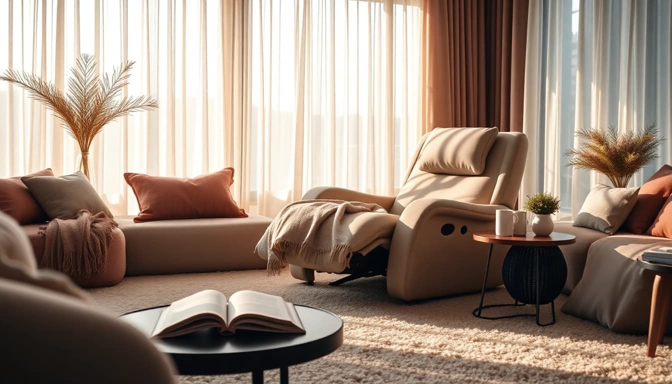 Relax in a sleep recliner chair surrounded by cozy decor for ultimate comfort.