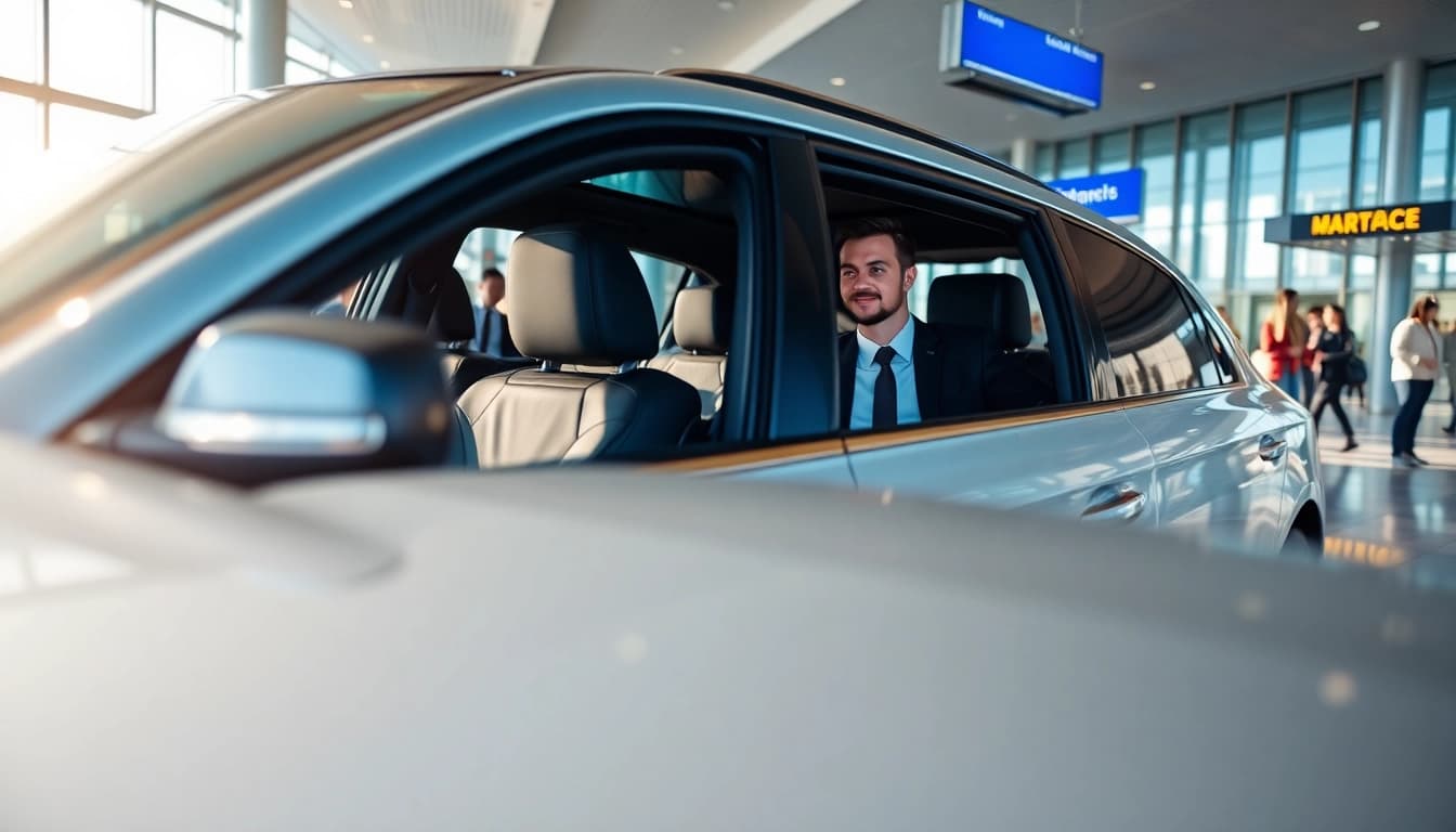 Travelers enjoying seamless Private Airport Transfers with luxury vehicles at the airport.
