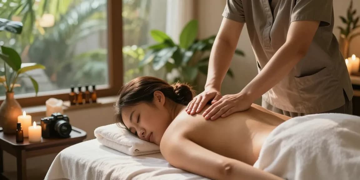 Experience a relaxing Swedish massage at https://www.makangs.com/ in a tranquil spa setting with calming elements.