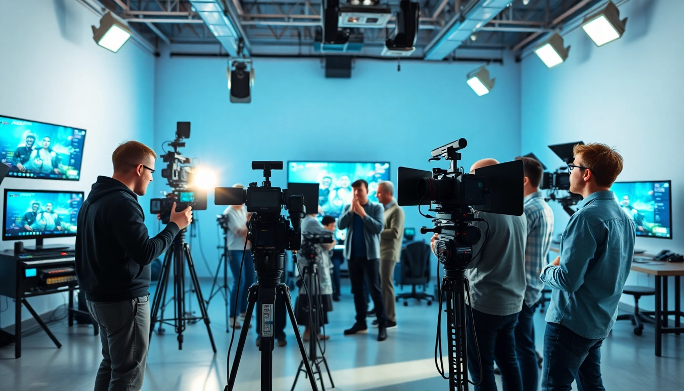 Engaged team at a Creative Video Production Agency planning and shooting high-quality video content.