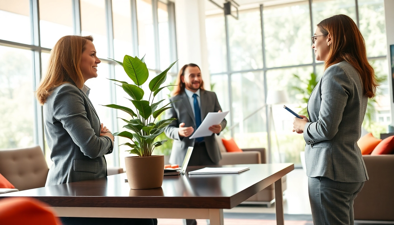 Engaging discussion about Real Estate in a modern office, showcasing professionalism and clarity.