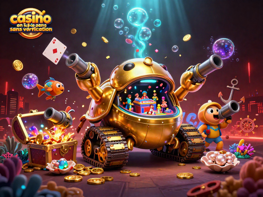 Jouez dans un casino en ligne sans vérification avec un tank doré amusant et des éléments de jeu captivants.