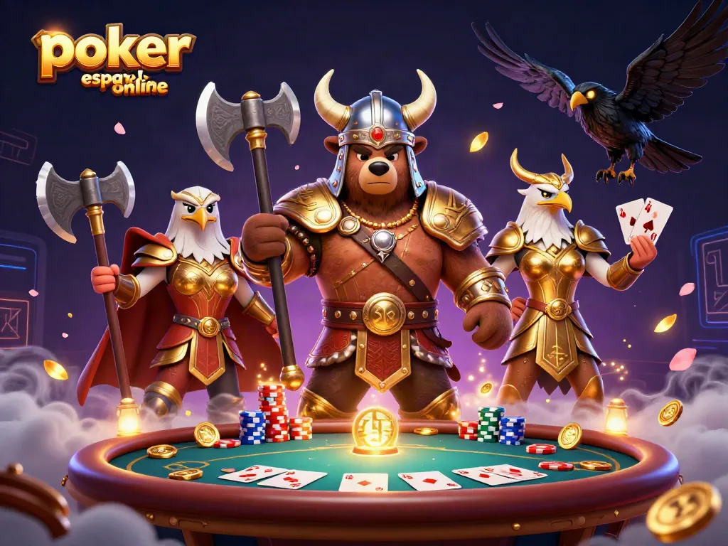 Juega póker españa online con estrategias emocionantes en este vibrante entorno de juego 3D.