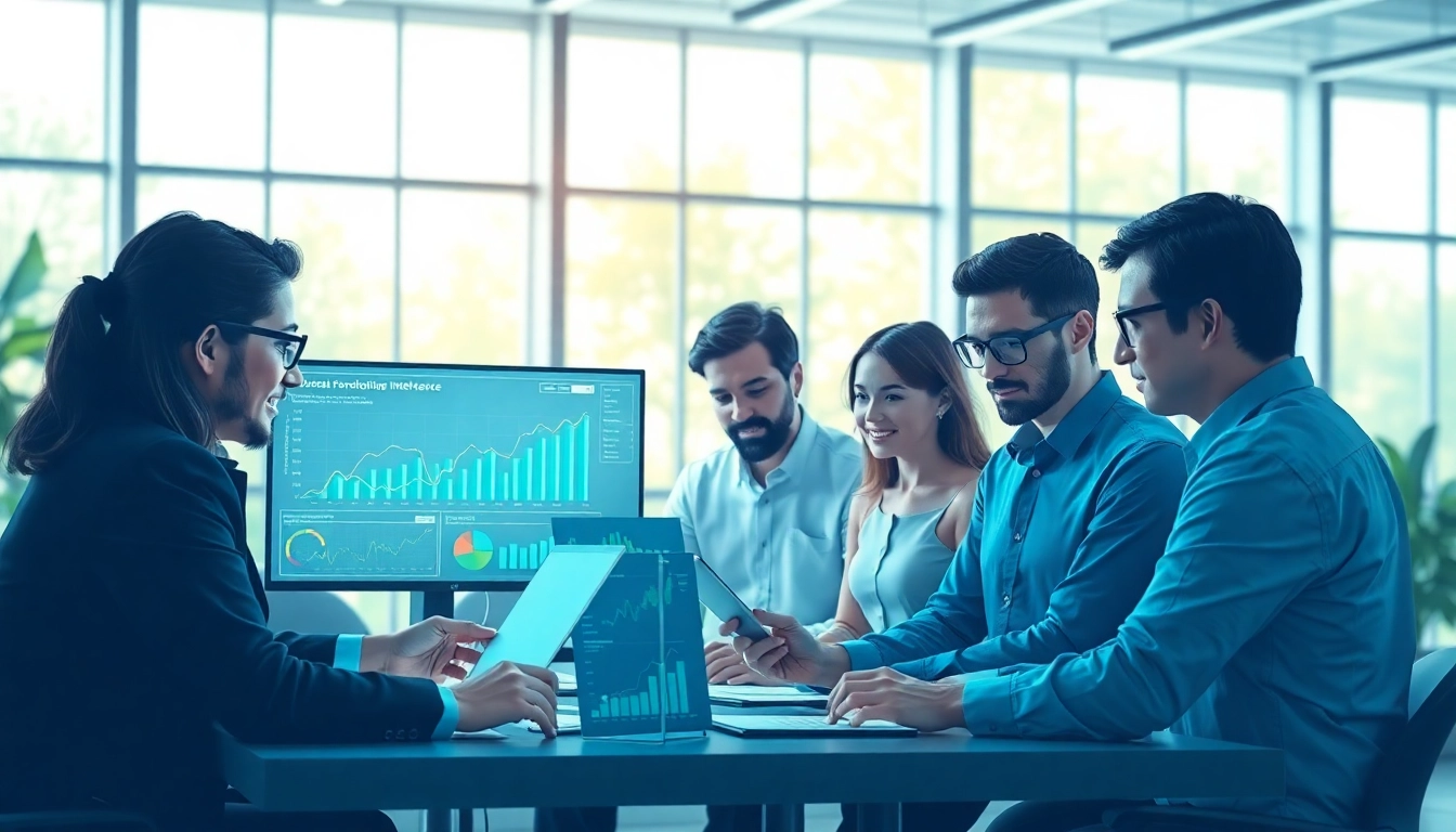 Analyze data using AI for competitive intelligence in a modern office setting.