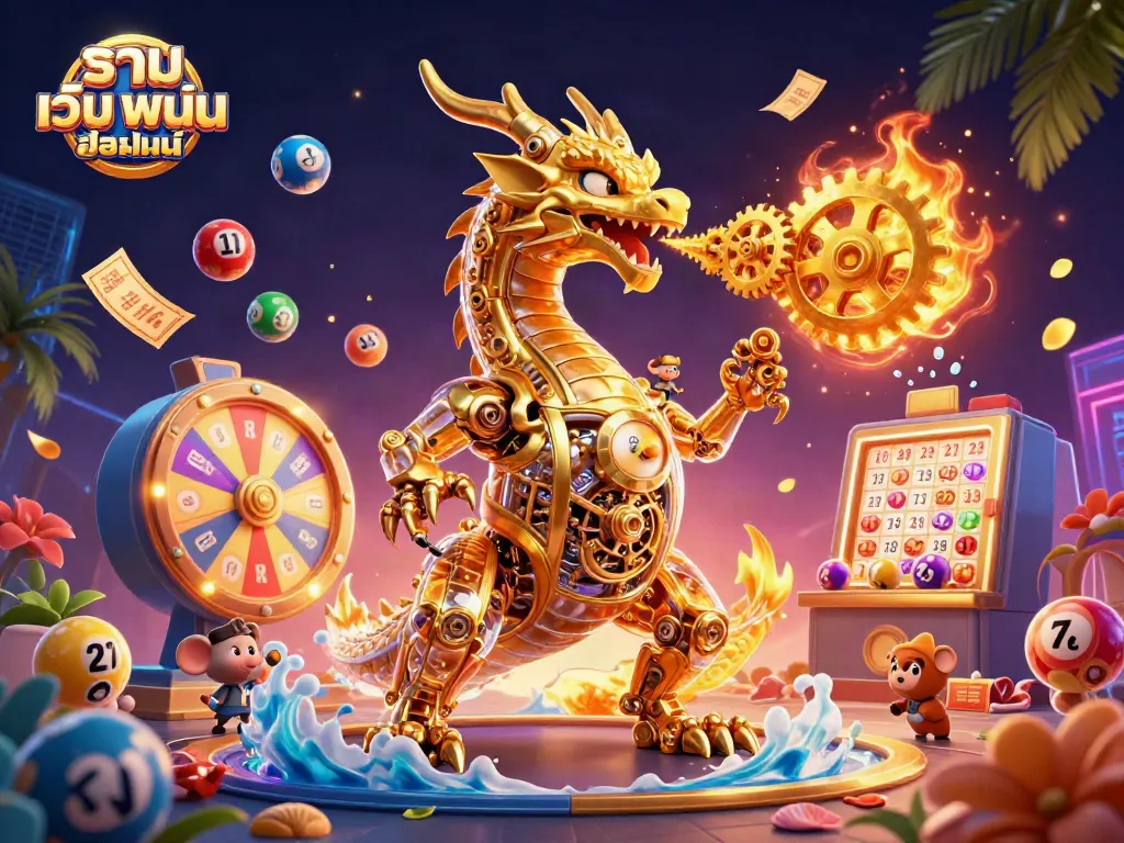 เข้าร่วมสนุกกับรวม เว็บ พนัน ออนไลน์ ผ่านภาพวาด 3D ที่เต็มไปด้วยมังกรทองและลูกบอลลอตเตอรี่