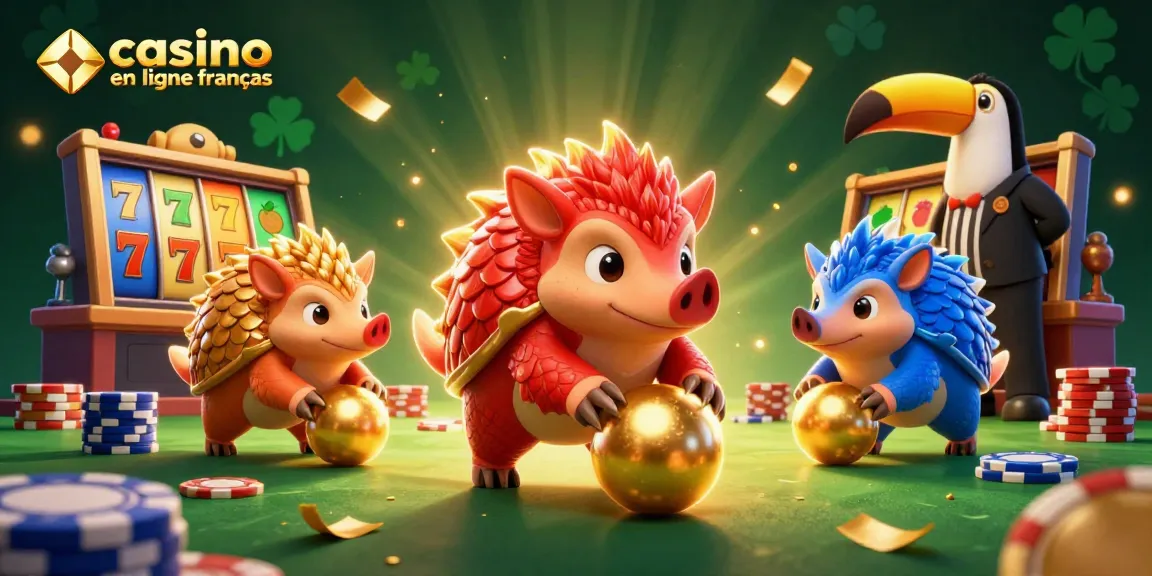 Jouer à casino en ligne français avec des pangolins rivaux dans une scène dynamique de machines à sous.