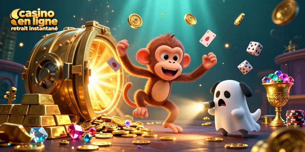 Jouez dans un casino en ligne retrait instantané avec un singe fantôme amusant et un chiot chasseur de fantômes.