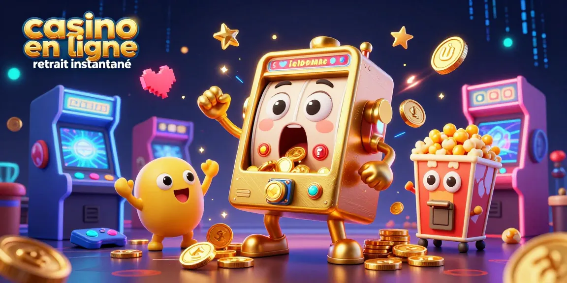 Gagnez avec le casino en ligne retrait instantané en voyant une machine à sous en or toucher son jackpot, entourée d'éléments riches.
