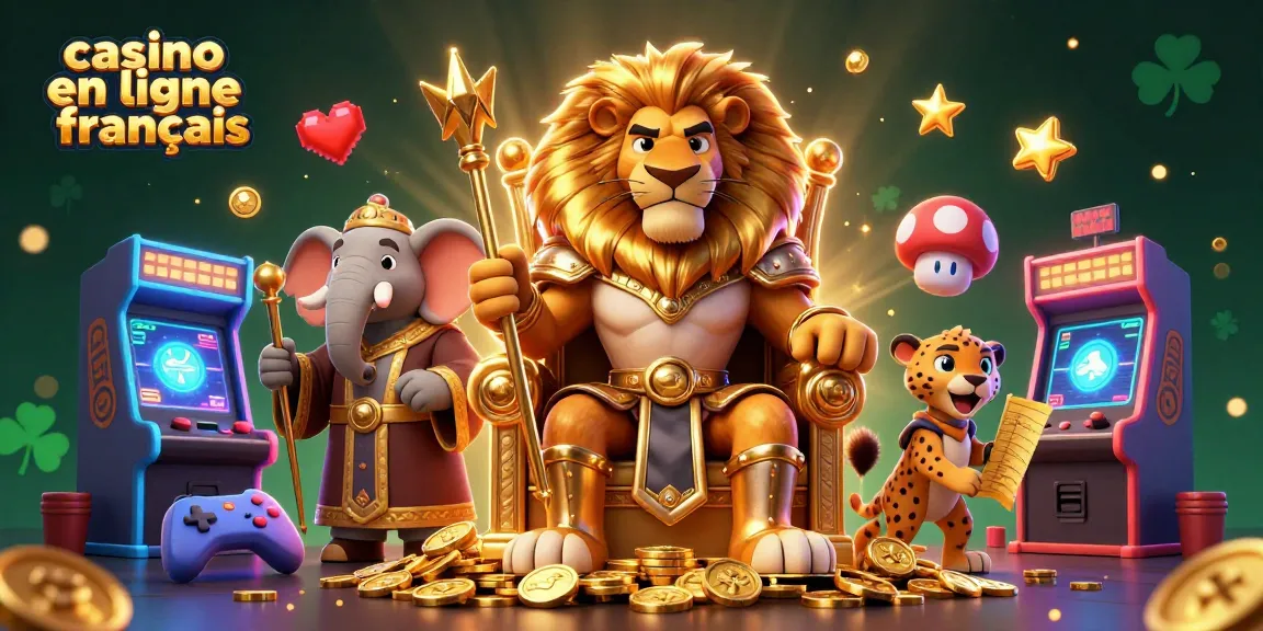 Profitez des jeux du casino en ligne français avec un roi lion majestueux et des éléments de jeu captivants.