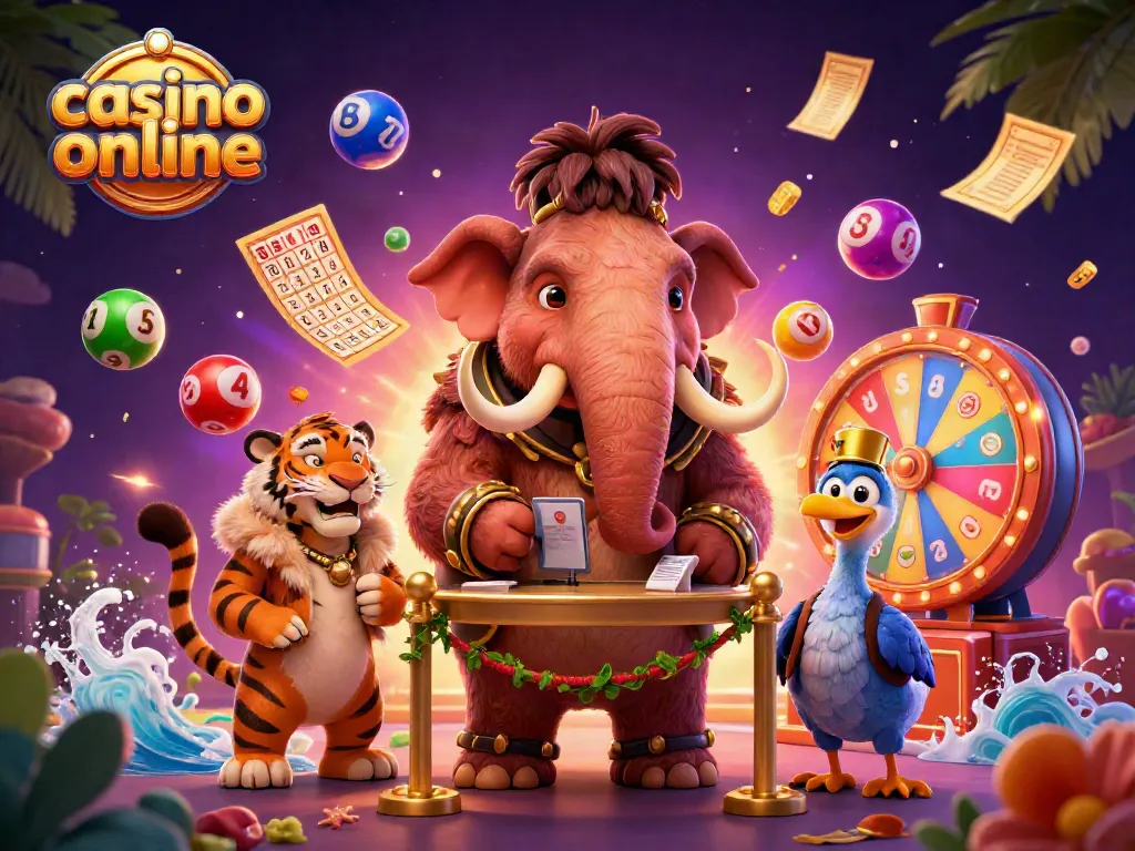Disfruta de la acción en un casino online con nuestra ilustración vibrante y divertida.