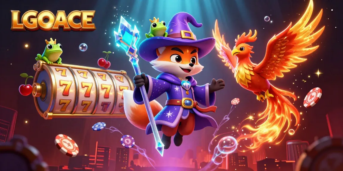 LGOACE showcases dynamic slot gaming action with mystical characters and vibrant casino elements.