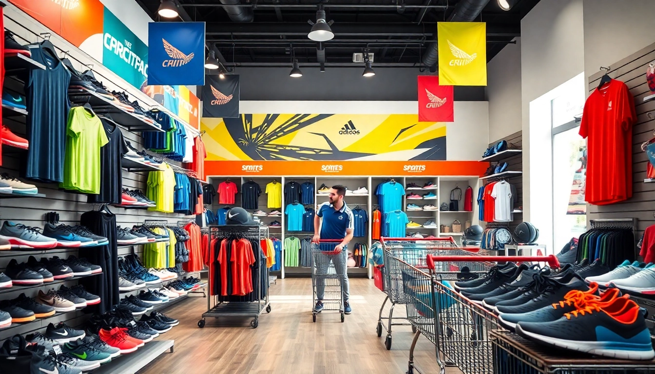 Visiting tienda de deportes with a variety of athletic gear and equipment on display.