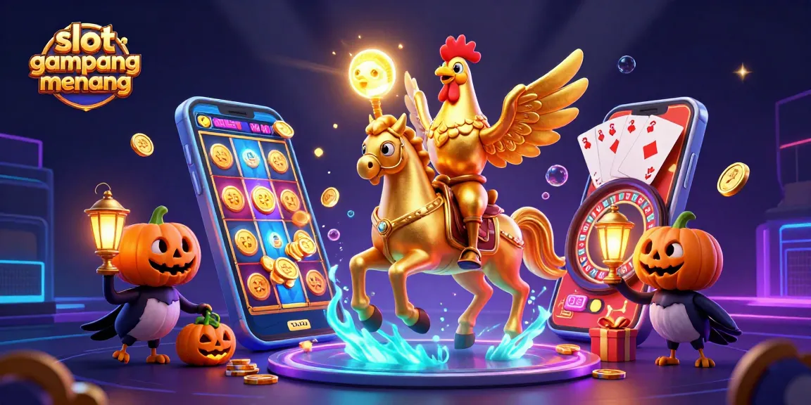 Spinning colorful reels and golden coins depict slot gacor gampang menang excitement in a lively casino.