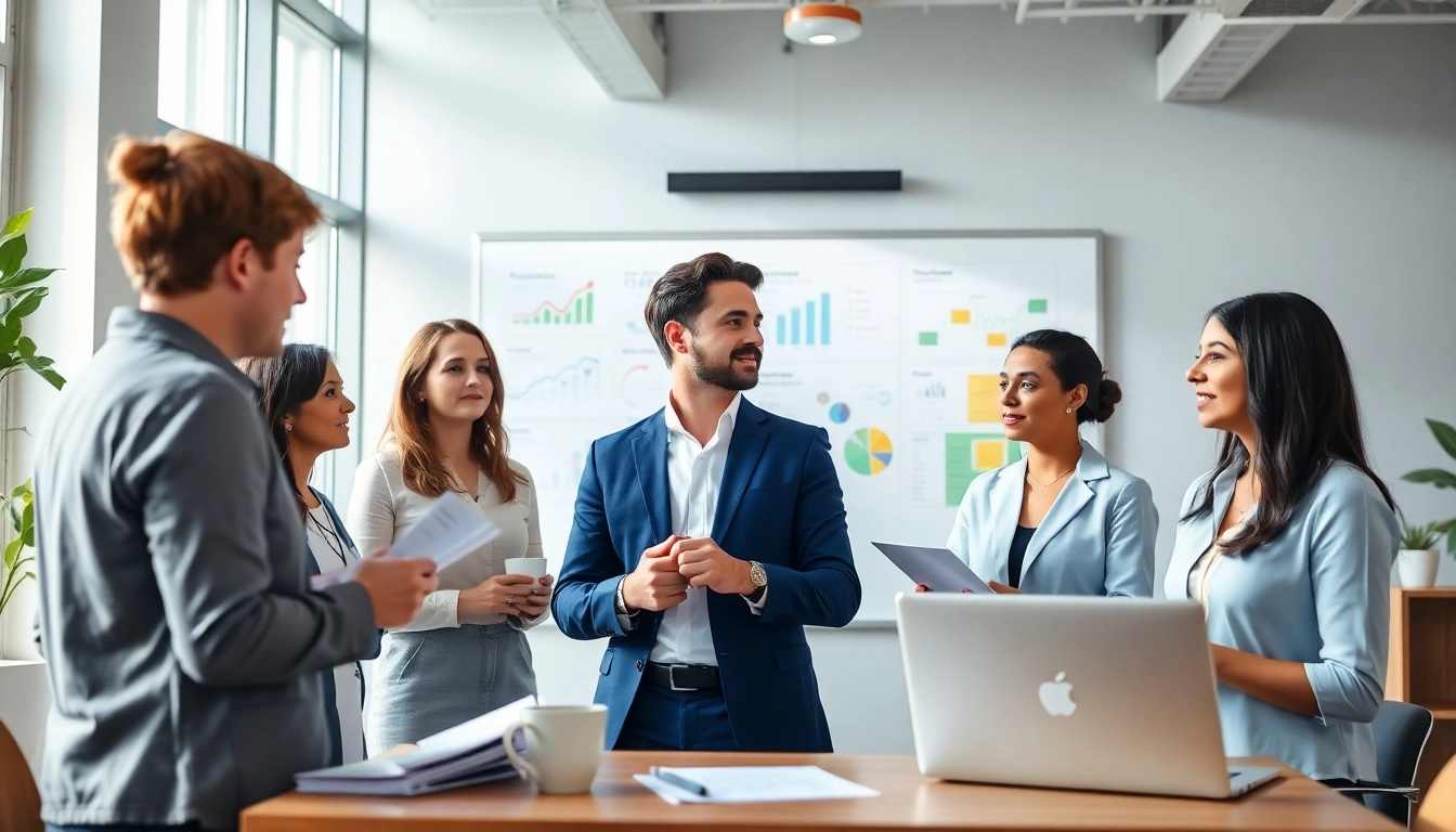Engage with professionals at a Food & Beverage Recruiting Firm collaborating in a modern office.