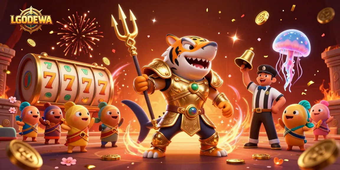 Experience thrilling gameplay with LGODEWA in a vibrant underwater casino scene featuring exciting slot elements.