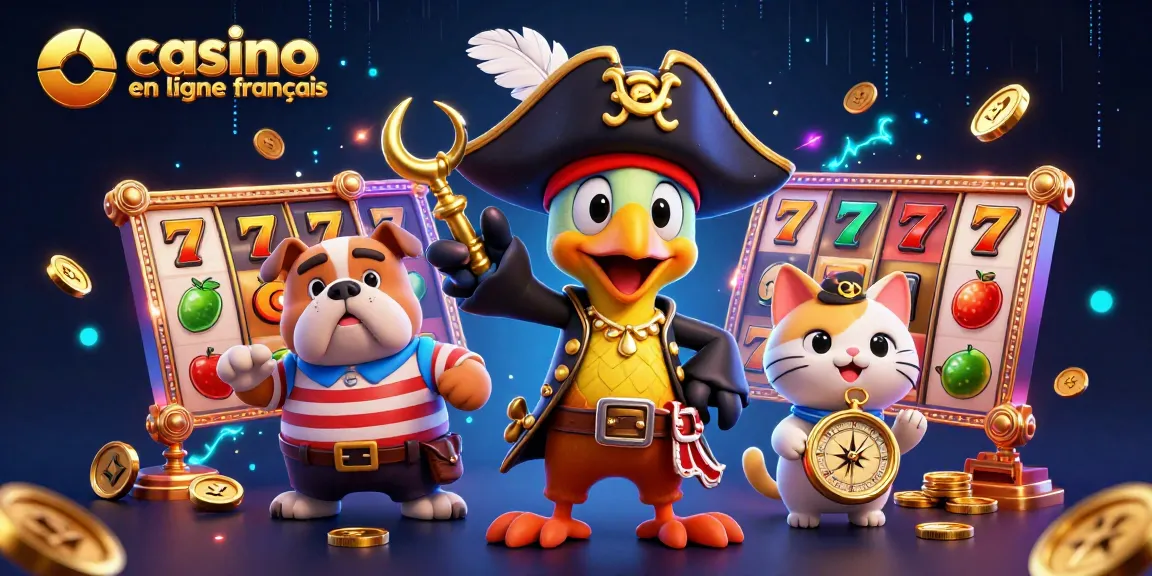 Jouer sur un casino en ligne français avec un capitaine, un bulldog et un chat pirate.