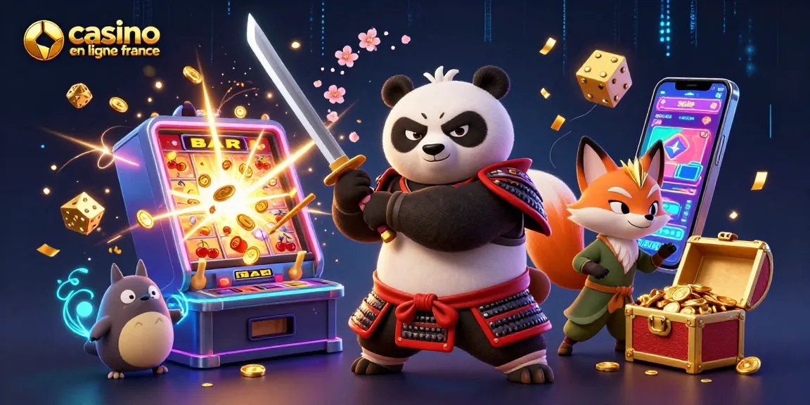 Le panda samouraï et le renard ninja pour un casino en ligne France rempli de jeux d'argent passionnants.