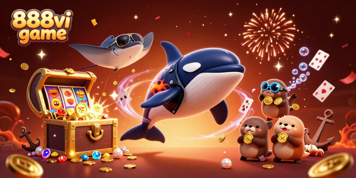 Engage with the 888vi game and experience thrilling winnings in this vibrant 3D casino scene.