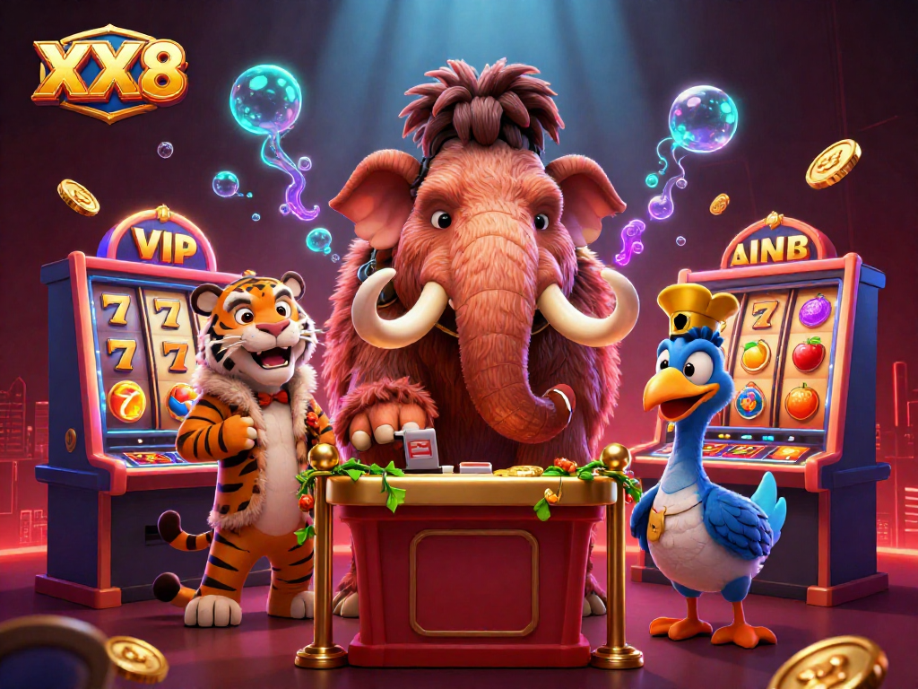 Experience the excitement of XX8 with vibrant 3D casino characters and dynamic slot reels.