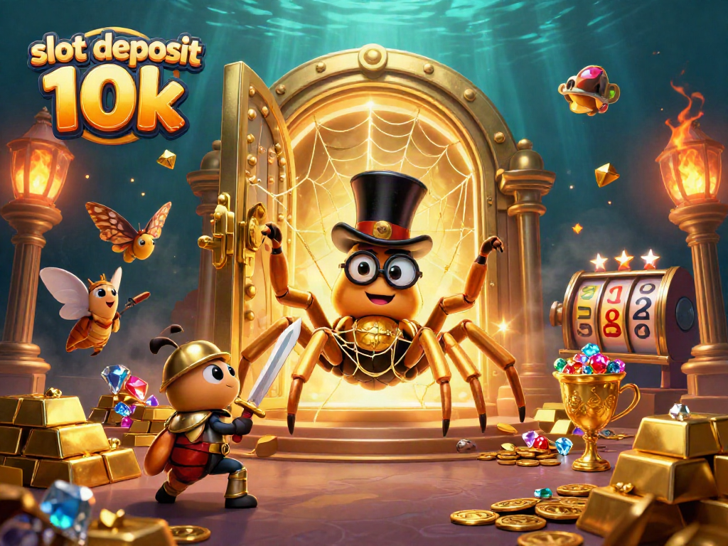 Engage in exciting gameplay with slot deposit 10k featuring a giant tarantula and a valiant beetle knight.