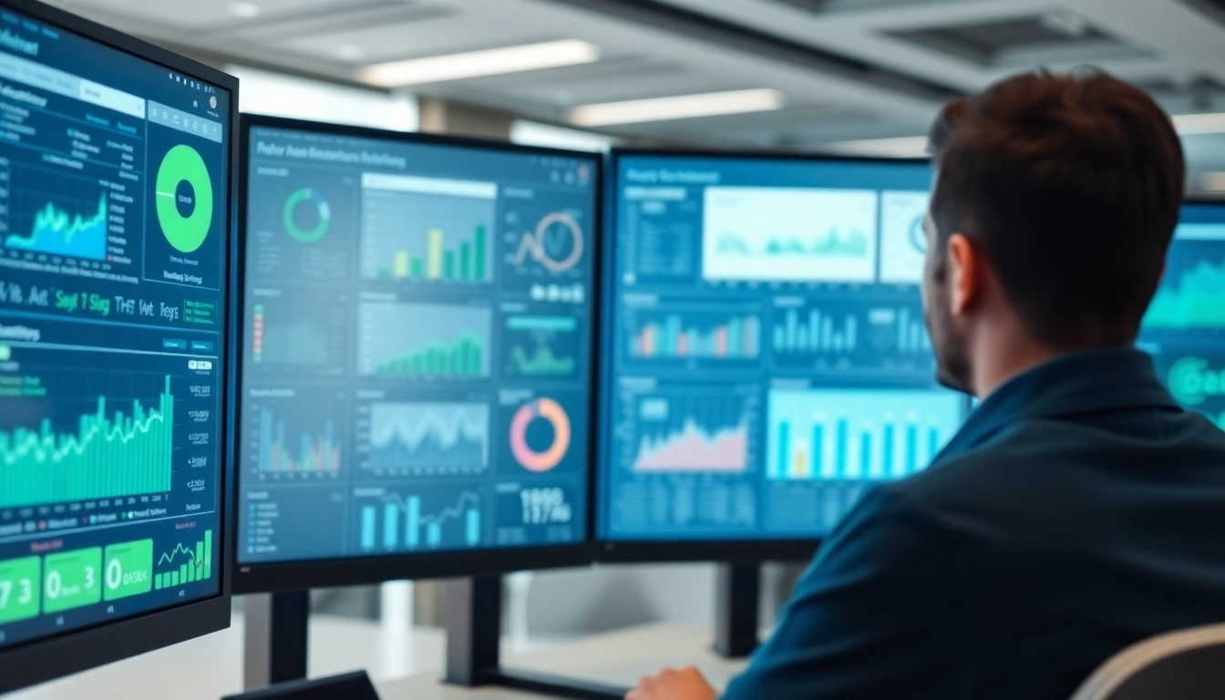 Showcase of enterprise search software facilitating data analytics in a modern office.