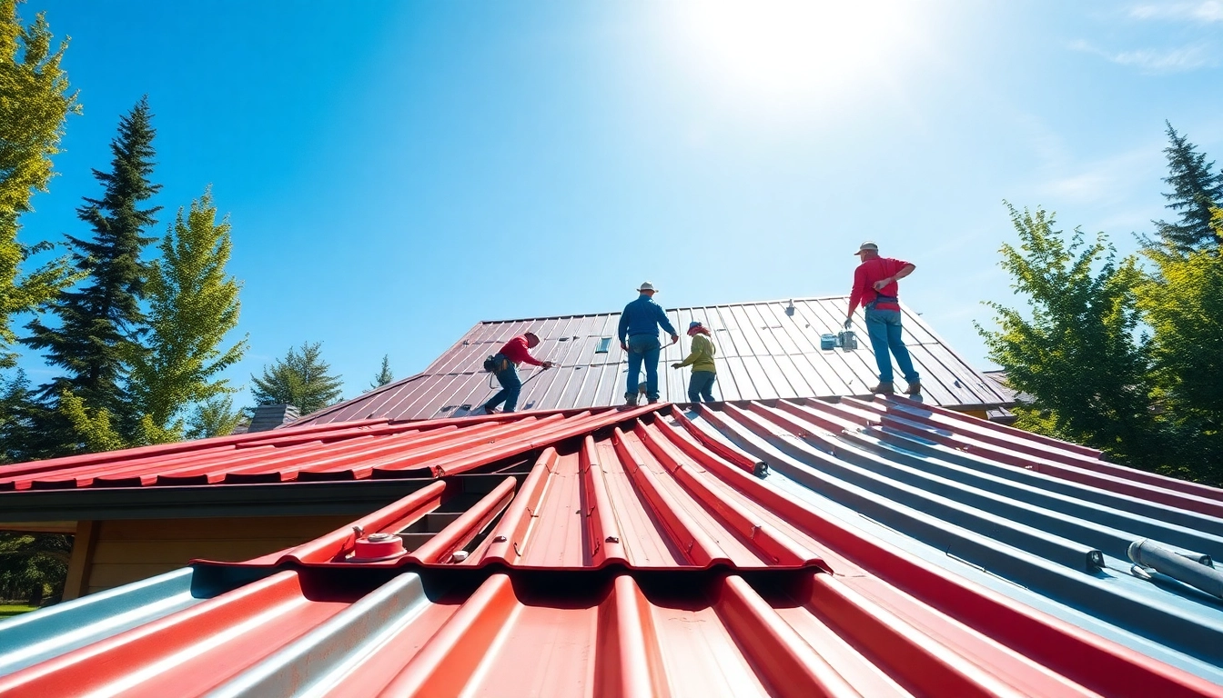 Efficient installation of metal roofing calgary with expert technicians working on a newly renovated home.