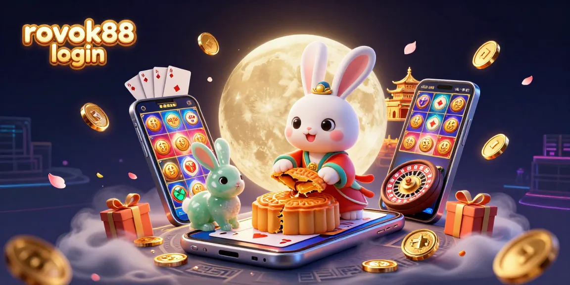 Engage with rokok88 login through an exciting casino-themed illustration showcasing festive elements.