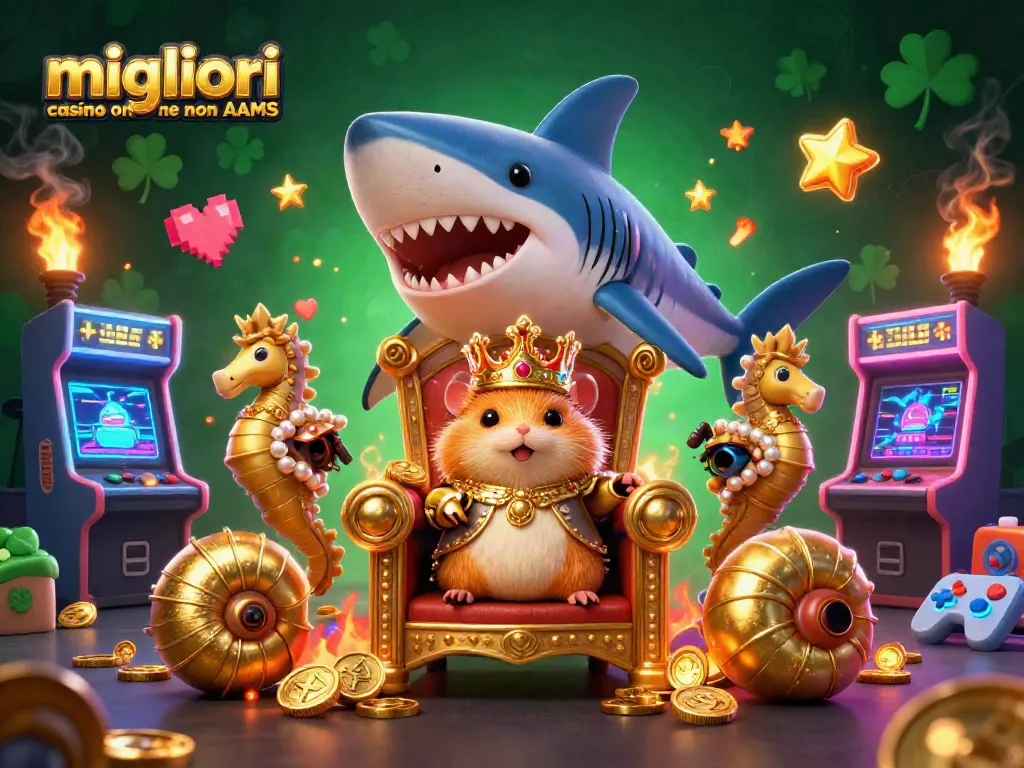 Gioca nei migliori casino online non AAMS, esplorando un'affascinante illustrazione 3D di un re criceto dorato e suoi guardiani acquatici.