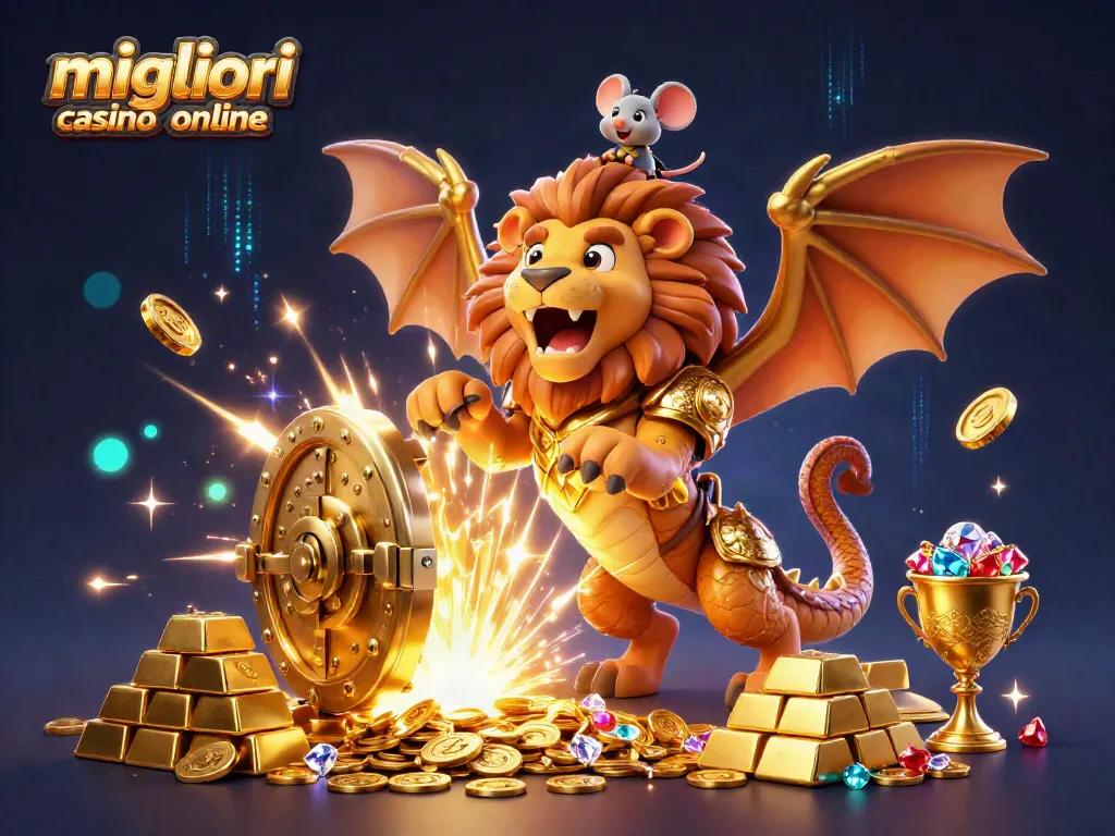 Gioca nei migliori casino online con la chimera d'oro e il coraggioso mouse, tra tesori scintillanti.