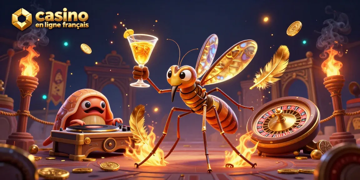 Profitez d'une ambiance de casino en ligne français avec un moustique animé et un DJ trilobite.