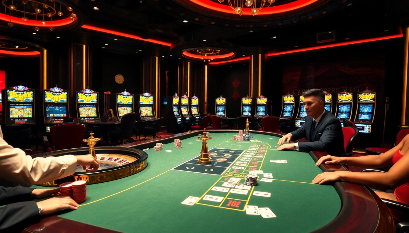 GO8 players engage in thrilling poker action at a luxurious casino table.