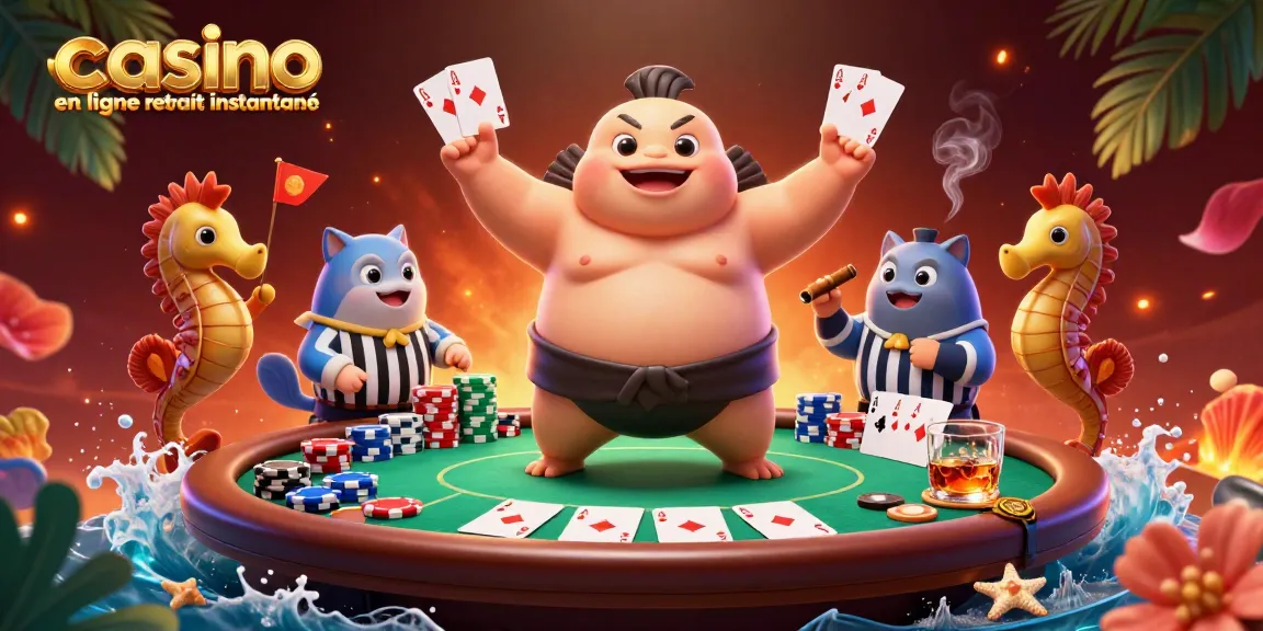 Un spectacle captivant d'un casino en ligne retrait instantané avec des personnages animés et des éléments de jeu.