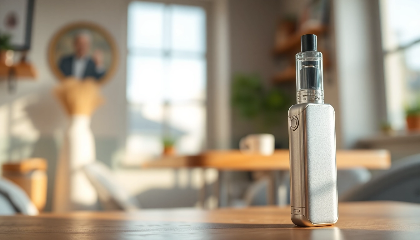 Vape ohne nikotin in a stylish café setting, highlighting its sleek design.