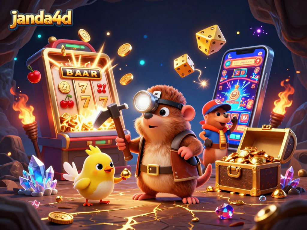Spin to win big with janda4d’s vibrant casino adventure featuring treasure and games.