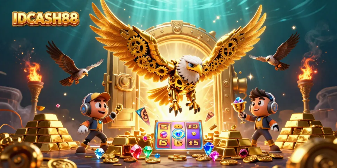 Experience thrilling gameplay with IDCASH88 in a vibrant casino-themed illustration.