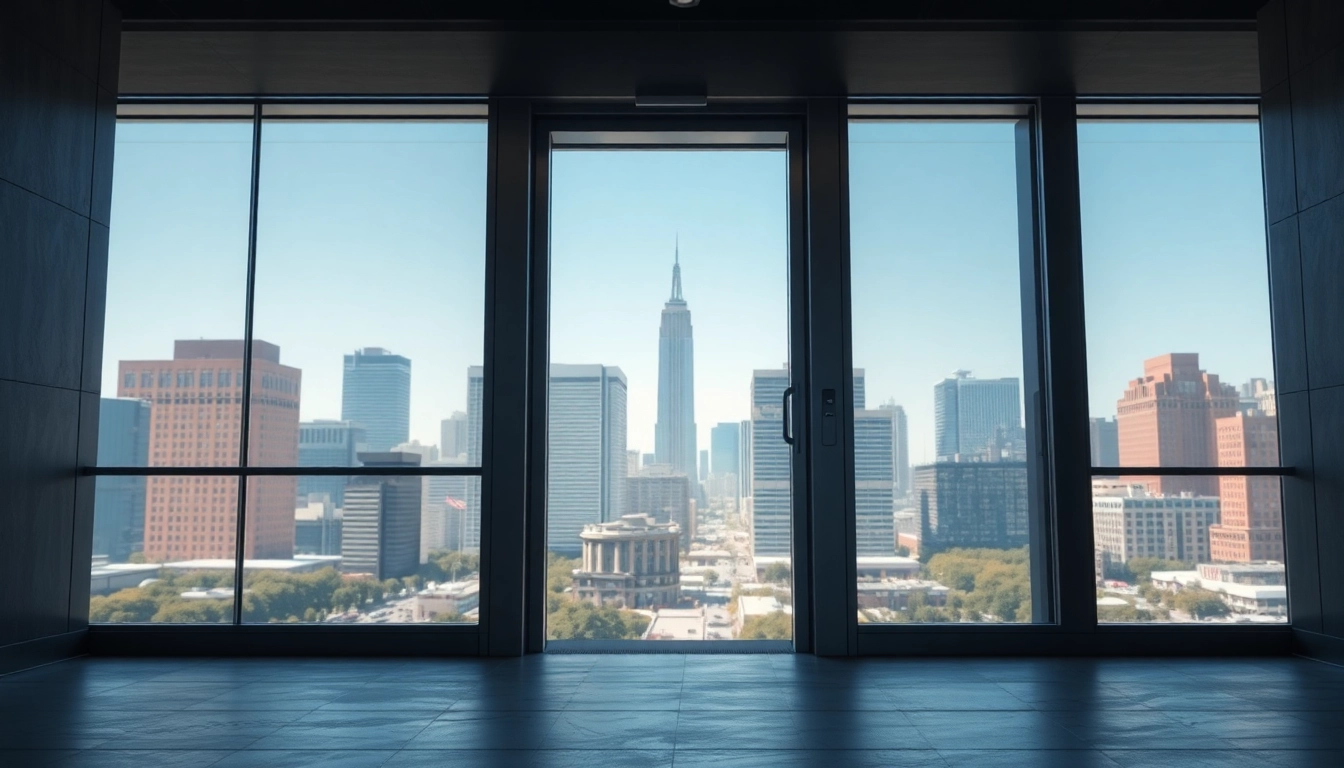 Modern exit door in an urban environment, showcasing sleek design and functionality.