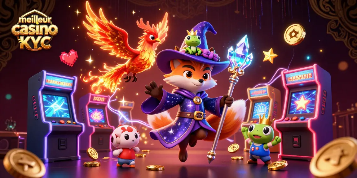 Gagnez aux jeux avec le meilleur casino sans KYC, illustration 3D magique et immersive.