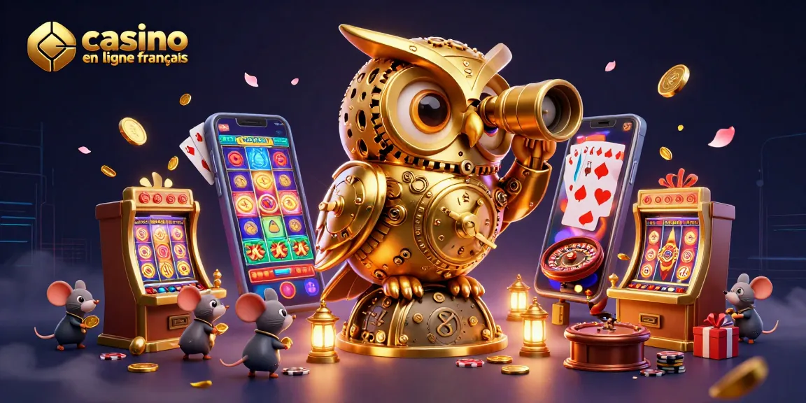 Jouer aux machines à sous sur un casino en ligne français avec un hibou géant mystique et des souris animées
