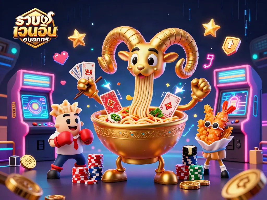 รวม เว็บ พนัน ออนไลน์ แสดงการ์ตูน 3D ของก๋วยเตี๋ยวทองคำในคาสิโนและเกม