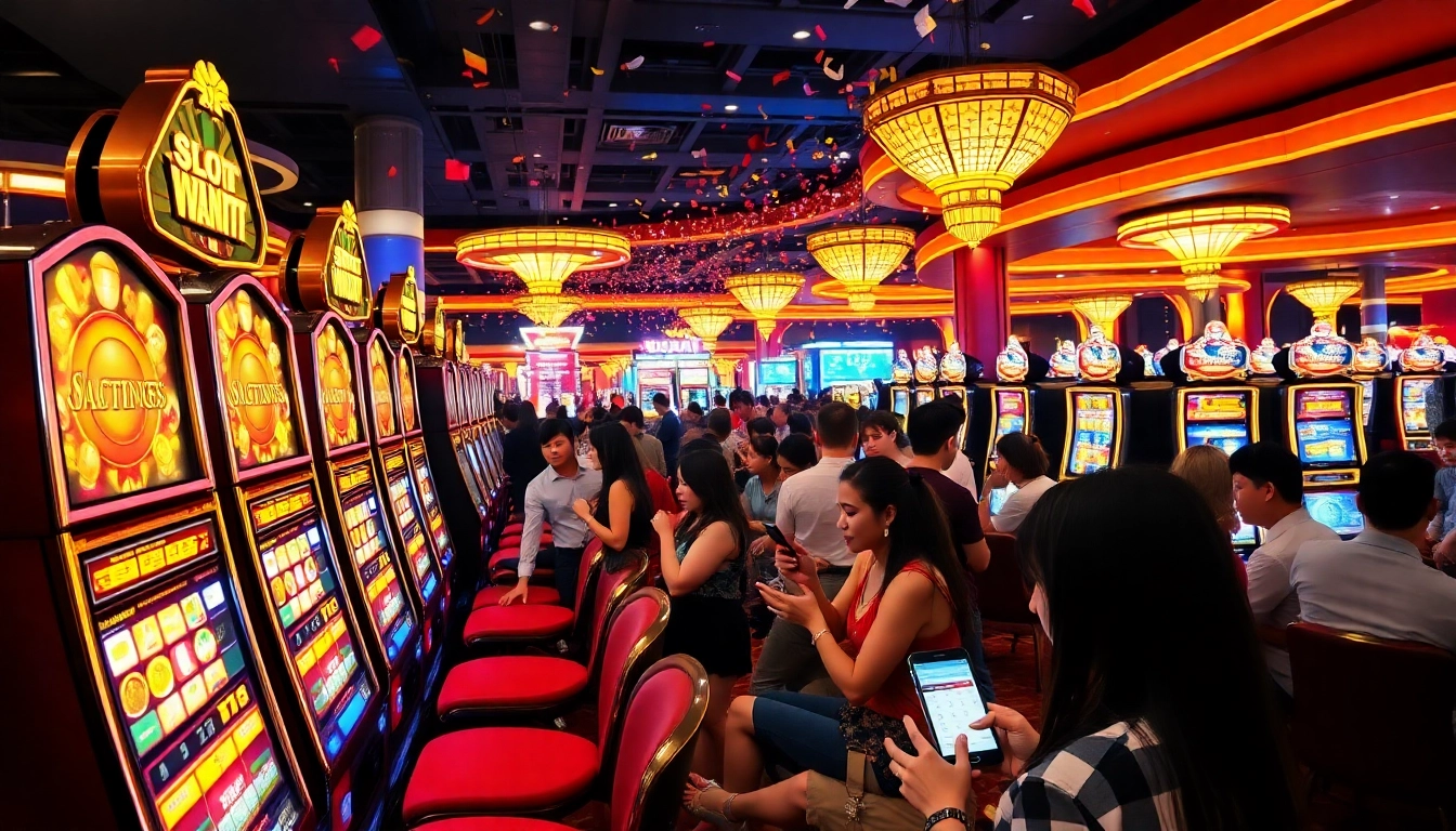 Experience the thrill of slot depo pulsa at a lively casino with players winning big.