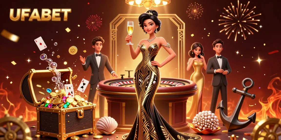 Experience thrilling gaming at UFABET with a glamorous casino atmosphere, featuring rich decorations and dynamic game elements.