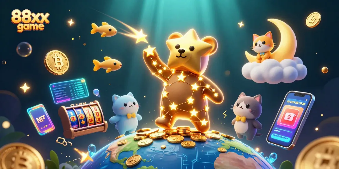 Play the exciting 88xx game and win big amidst vibrant casino-themed 3D elements.