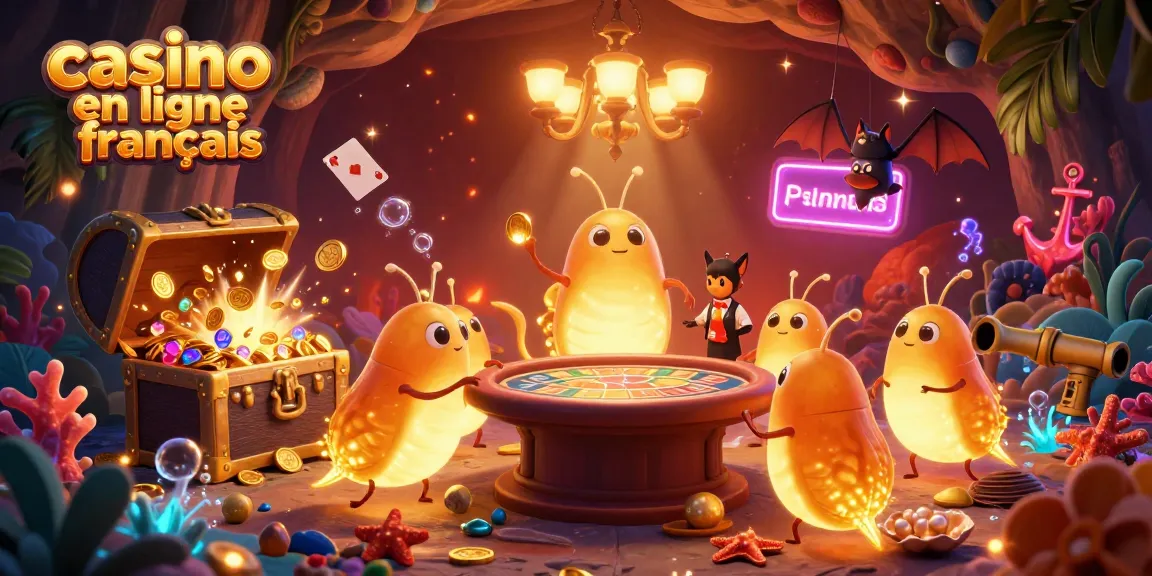 Des lumières bioluminescentes dans un casino en ligne français illuminent un jeu d'envies avec des trésors.