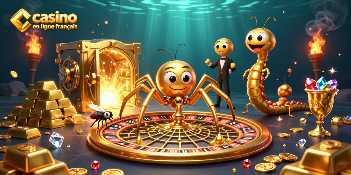 Placer des paris passionnants dans un casino en ligne français avec une araignée en or et un croupier mille-pattes.