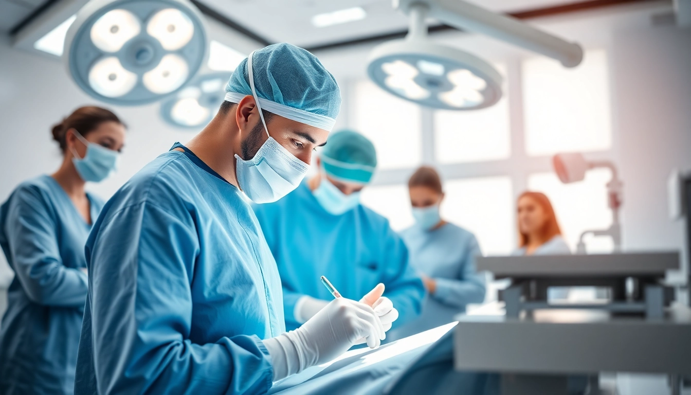 Plastische Chirurgie Hamburg: Facharzt führt präzise Operation in modernem OP-Saal durch.