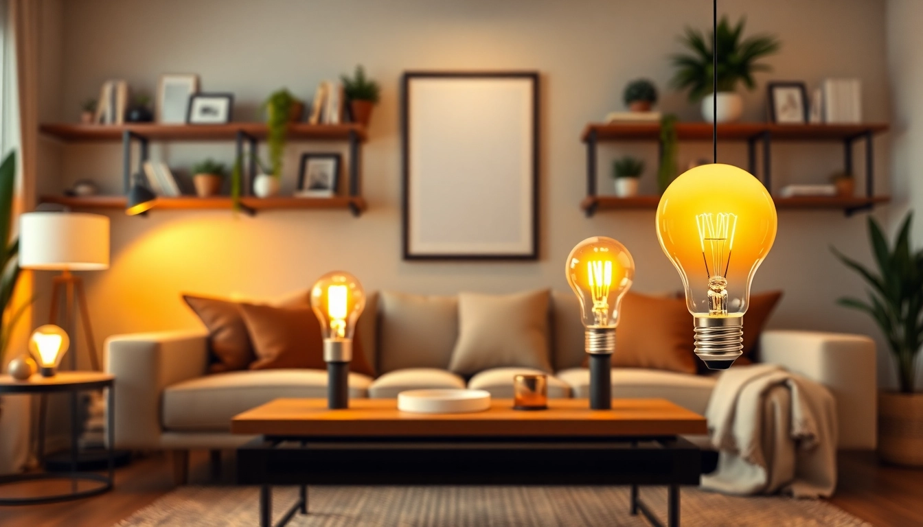 Illuminate your living space with stylish a19 light bulbs casting a warm glow in a modern room.