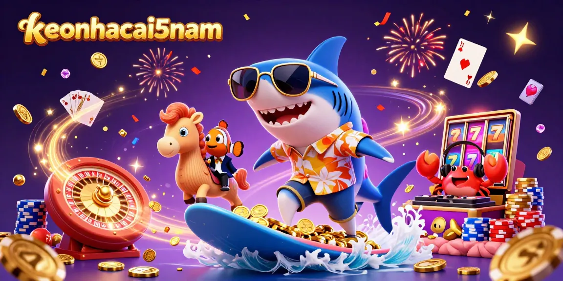 Experience the thrill of keonhacai5nam with a dynamic illustration of casino fun and excitement.