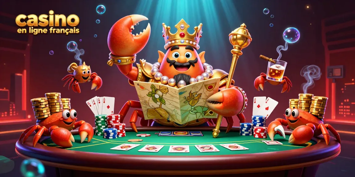 Plongez dans l'univers du casino en ligne français avec ce roi des crabes dorés et ses serviteurs.