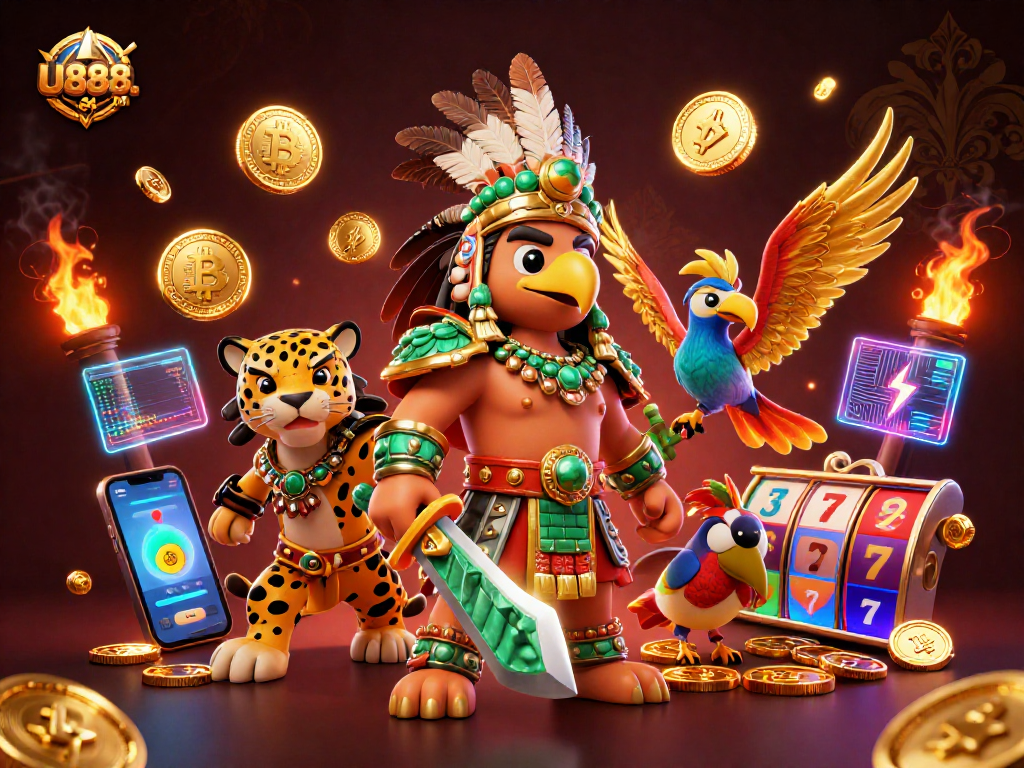 Experience thrilling gameplay at U888. COM with exciting slot reels and vibrant characters.