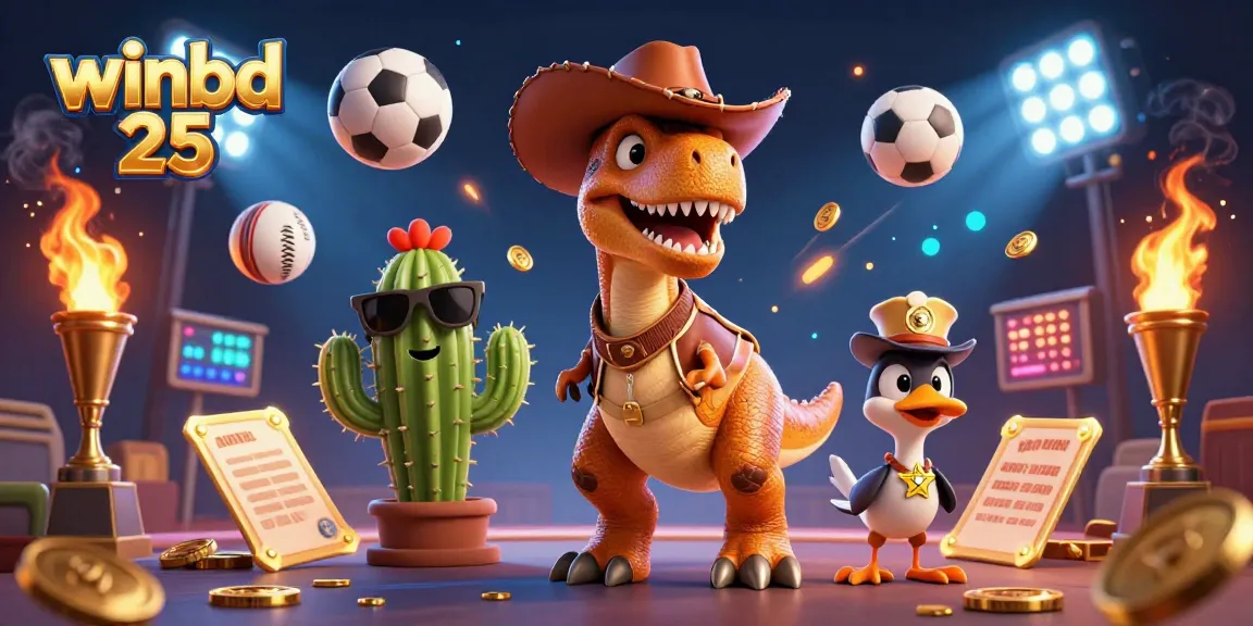 Experience the thrilling action of winbd 25 with dynamic casino elements and cartoon characters.